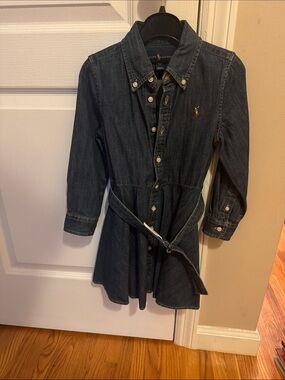 Ralph Lauren Indigo Denim Shirt Dress with Tie Belt